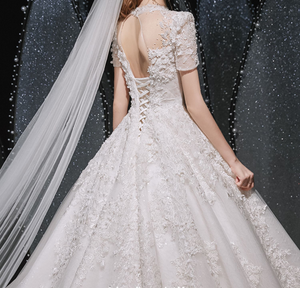 The Kordelia Wedding Bridal Short Sleeve Gown