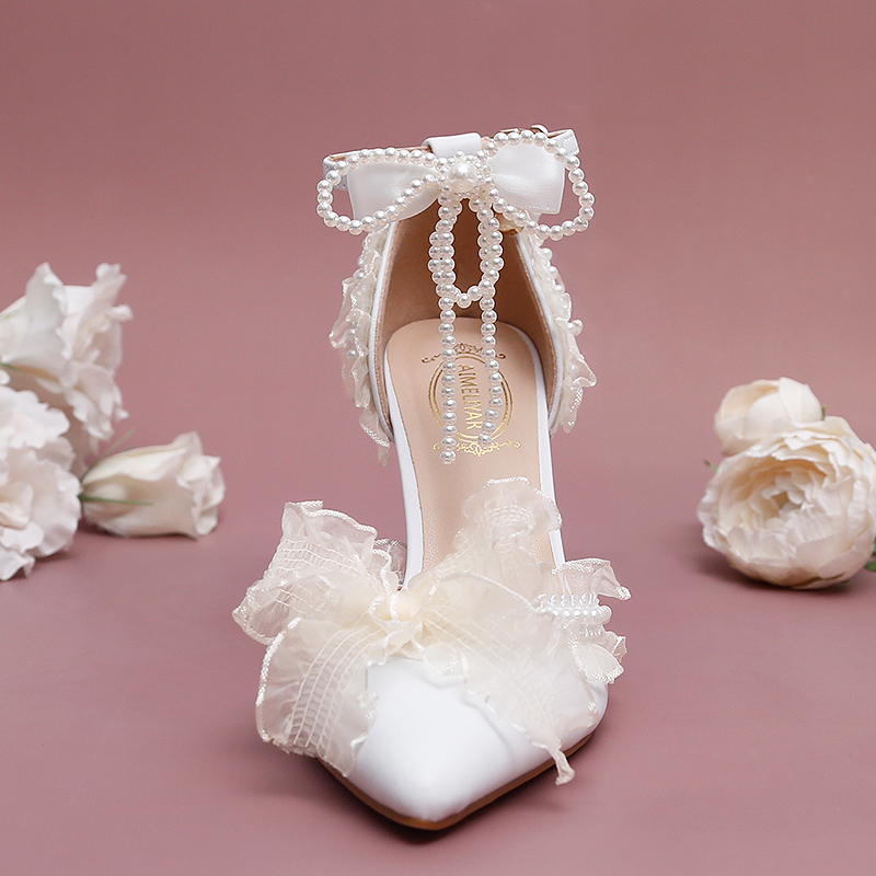 Wedding shoes white store lace
