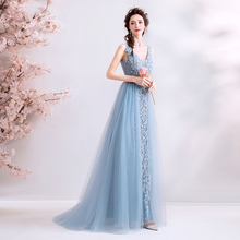 Load image into Gallery viewer, The Kyra Blue Tulle Sleeveless Gown