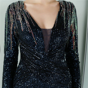 The Pandora Red/ Champagne Gold/Blue/Green/Black Long Sleeves Glitter Dress (Available in 5 colours)