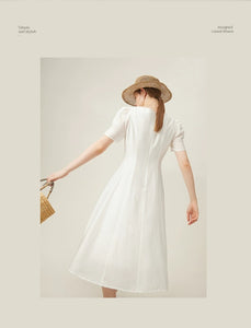 The Erinda Wedding Bridal White Short Sleeve Dress