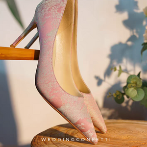 The Kim Pink Oriental Floral Heels