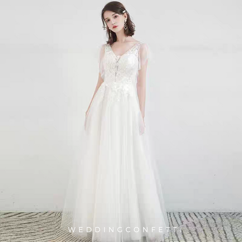 The Eridine Wedding Bridal Tulle Sleeves Gown