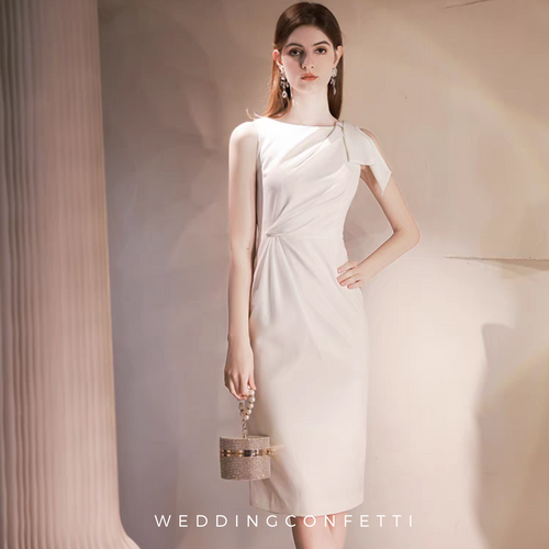 The Tessa White Ruched Dress