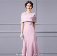 Load image into Gallery viewer, The Lowena Pink/Red Off Shoulder Midi Dress