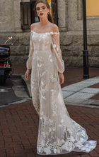 Load image into Gallery viewer, The Carington Wedding Bridal Off Shoulder Long Sleeves Gown