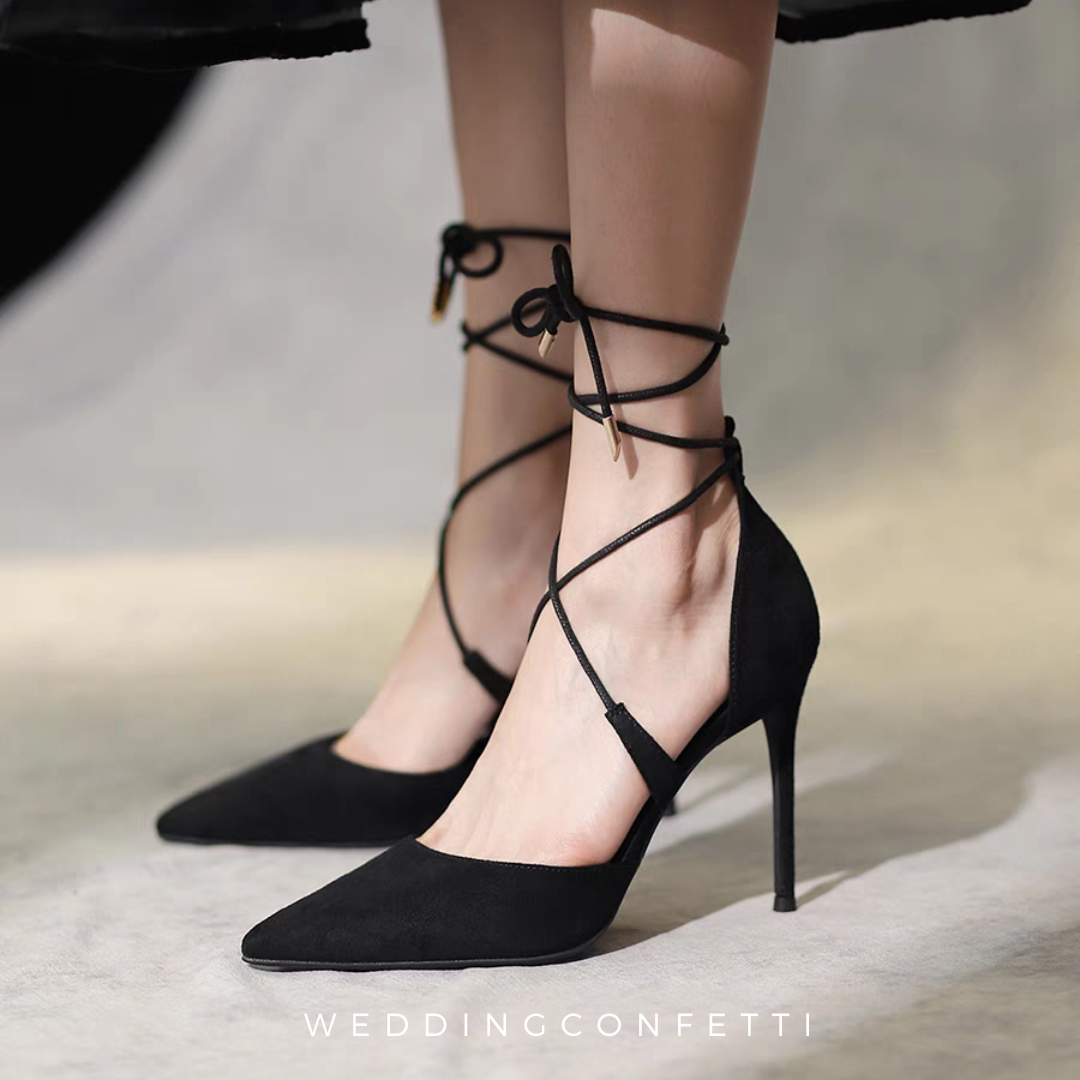 The Carrisbelle Black Lace Up Heels – WeddingConfetti