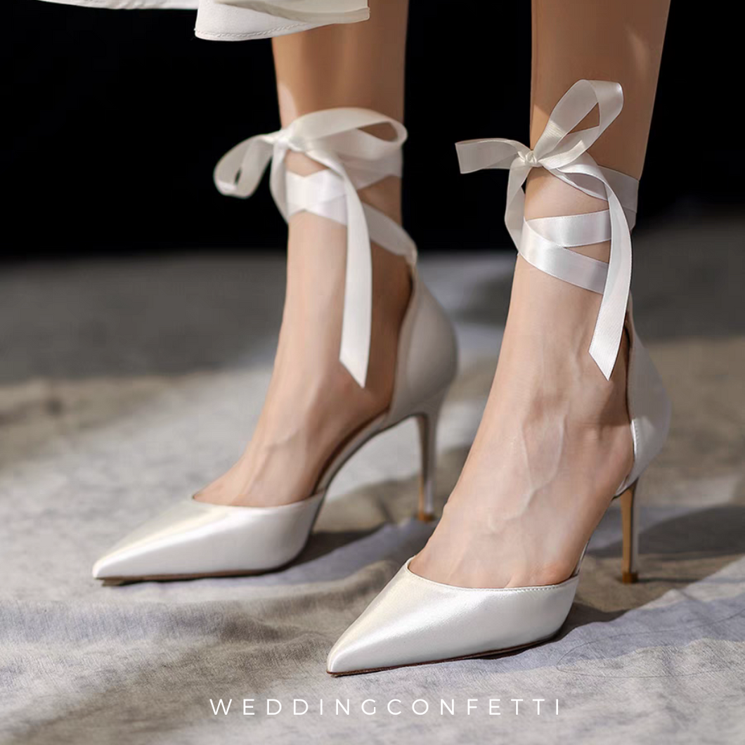 The Isabelle White Lace Up Heels
