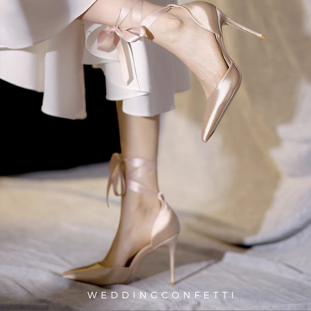 The Isabelle Champagne Lace Up Heels (Available in 3 Colours)