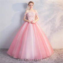 Load image into Gallery viewer, The Mallory Pink Ball Off Shoulder/Sleeveless Gown (Available in 2 Designs)