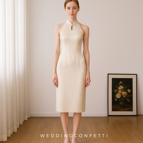 The Peony Wedding Bridal Halter Cheongsam Gown