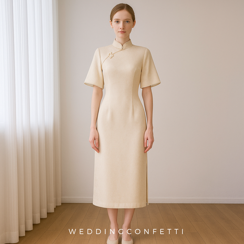 The Celtrine Wedding Bridal Flare Sleeves Cheongsam Gown