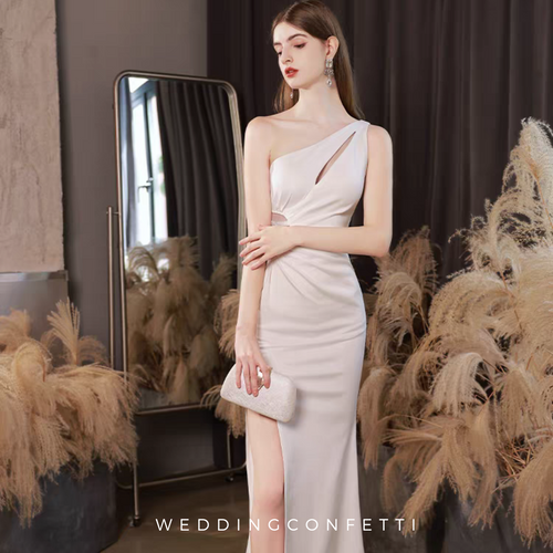 The Ixoria White Toga Evening Cut Out Mermaid Dress