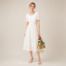 Load image into Gallery viewer, The Erinda Wedding Bridal White Short Sleeve Dress
