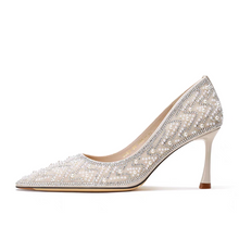 Load image into Gallery viewer, The Rhesea White Bridal Heels