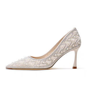 The Rhesea White Bridal Heels
