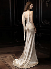 Load image into Gallery viewer, The Kali Evening Gold Sleeveless Dress