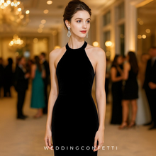 Load image into Gallery viewer, The Soa Evening Halter Black Mermaid Dress