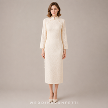 Load image into Gallery viewer, The Blanca Long Sleeves Cheongsam Gown