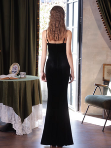 The Tetris Black Sleeveless Evening Mermaid Dress