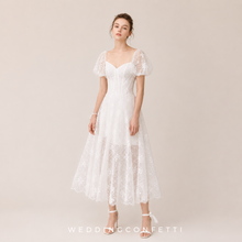 Load image into Gallery viewer, The Hyacinth White Puff Sleeves Bridgerton Inspired Dress