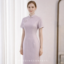 Load image into Gallery viewer, The Leona Lilac Cheongsam Gown - WeddingConfetti