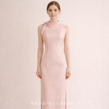 Load image into Gallery viewer, The Chiquita Pink Halter Cheongsam Gown - WeddingConfetti