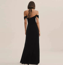 Load image into Gallery viewer, The Sol Evening Off Shoulder Black Mermaid Dress