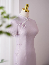 Load image into Gallery viewer, The Leona Lilac Cheongsam Gown - WeddingConfetti