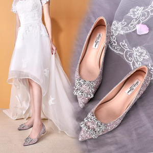 The Pentunia Wedding Bridal Crystal Flats (Available in 2 colours)