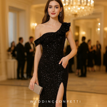 Load image into Gallery viewer, The Jolie Evening Sleeveless Black Toga Mermaid Dress