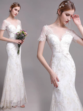 Load image into Gallery viewer, The Riley Wedding Bridal Short Sleeves Gown - WeddingConfetti
