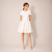 Load image into Gallery viewer, The Rishella Wedding Bridal White Short Sleeve Dress