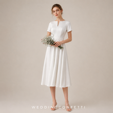 Load image into Gallery viewer, The Ristelle Wedding Bridal White Short Sleeve Dress - WeddingConfetti