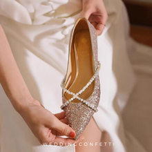 Load image into Gallery viewer, The Hanny Wedding Bridal Champagne Flats