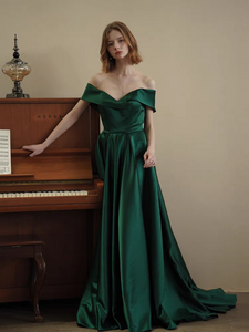 The Yasbelle Off Shoulder Green Gown