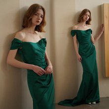 Load image into Gallery viewer, The Agatha Off Shoulder Satin Mermaid Gown (Available in 2 Colours)