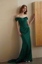 Load image into Gallery viewer, The Agatha Off Shoulder Satin Mermaid Gown (Available in 2 Colours)