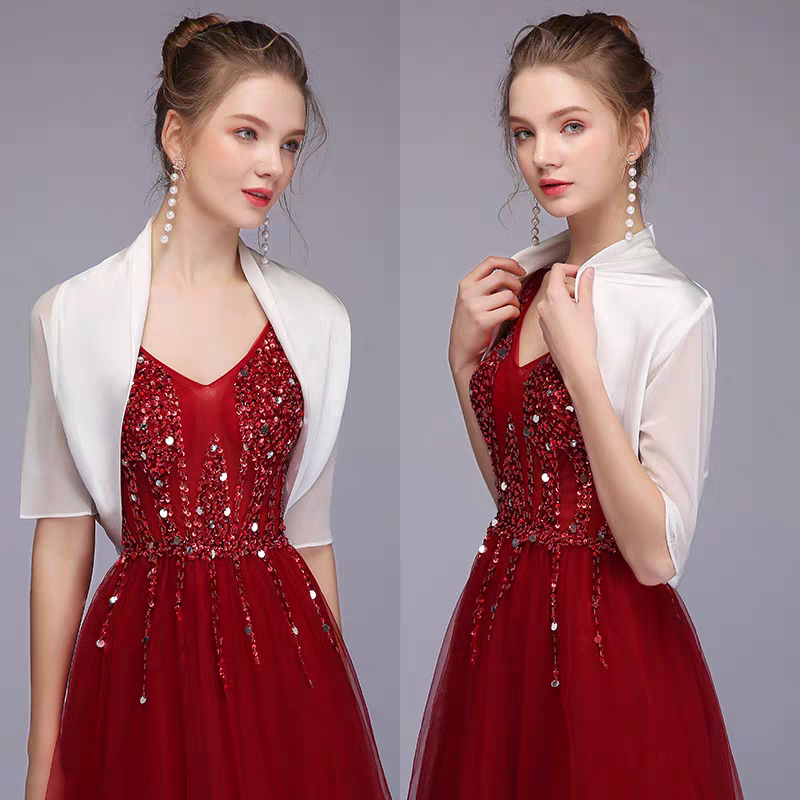 White chiffon 2025 bolero jacket