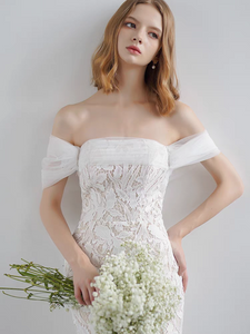 The Canary Wedding Bridal Off Shoulder Lace Tulle Gown