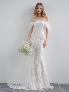 The Canary Wedding Bridal Off Shoulder Lace Tulle Gown