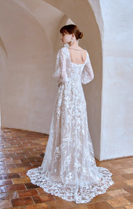 The Dorothea Wedding Bridal Flare Sleeves Gown