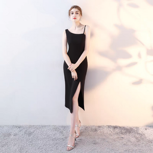 The Casey Black Midi Toga Dress