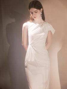 The Tessa White Ruched Dress