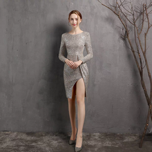 Load image into Gallery viewer, The Regine Long Sleeves Sequined Toga Short Dress (Available in 5 Colours)