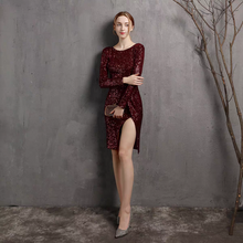 Load image into Gallery viewer, The Regine Long Sleeves Sequined Toga Short Dress (Available in 5 Colours)