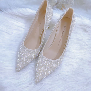 The Rhesea White Bridal Heels