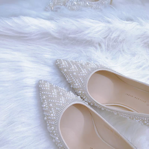 The Rhesea White Bridal Heels