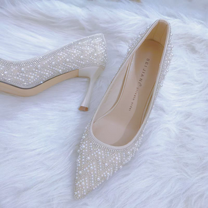 The Rhesea White Bridal Heels