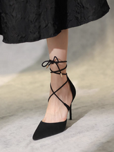 Load image into Gallery viewer, The Carrisbelle Black Lace Up Heels